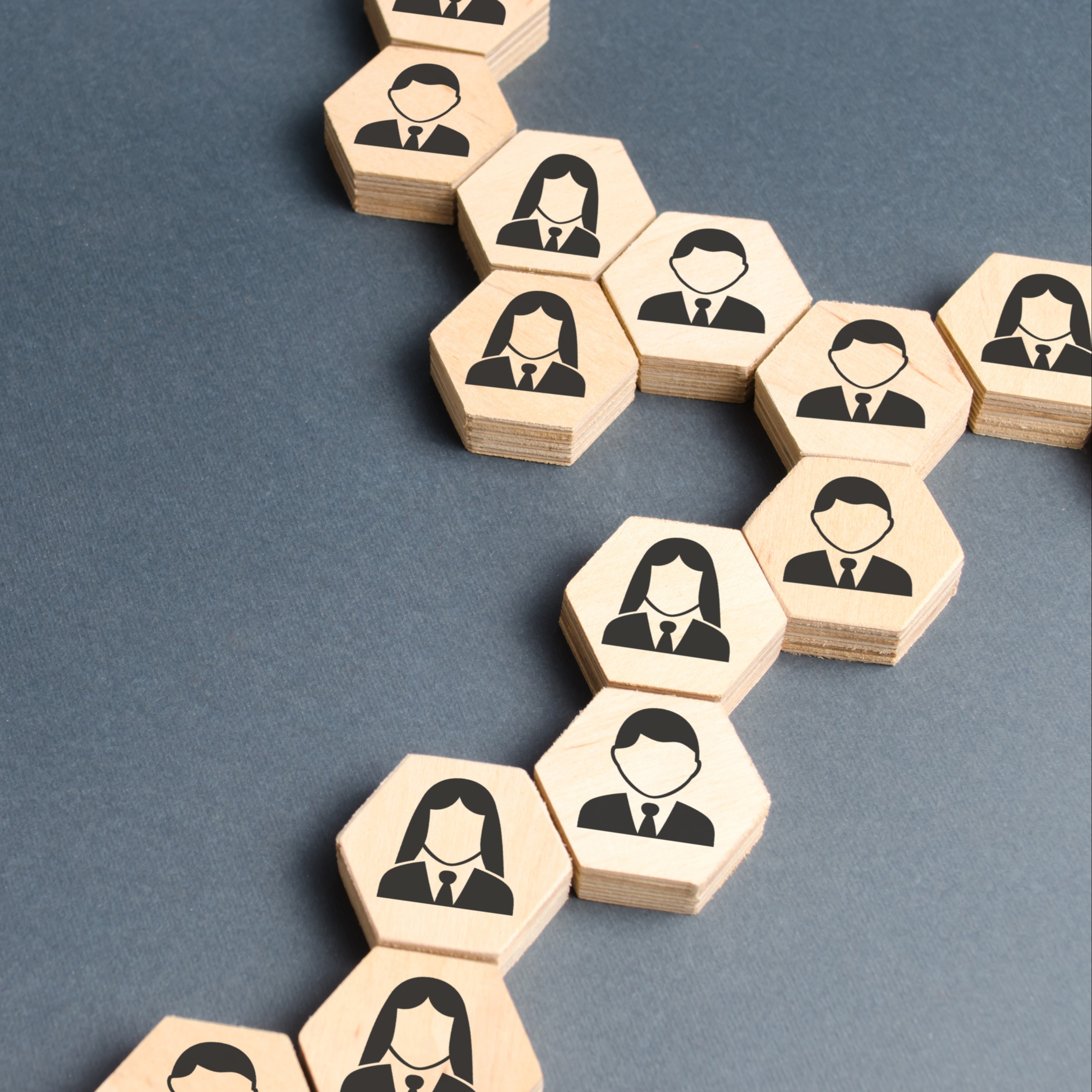 Teamkombination als Struktur aus Hexagon-Steinen