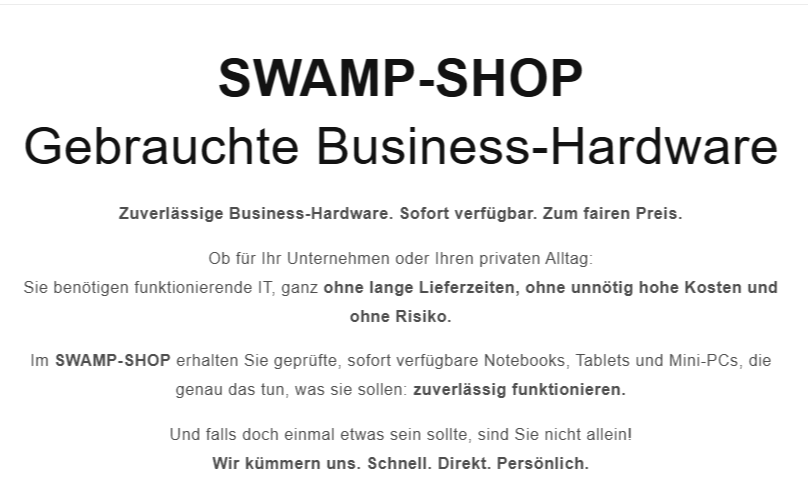 SWAMP SHOP Startseite